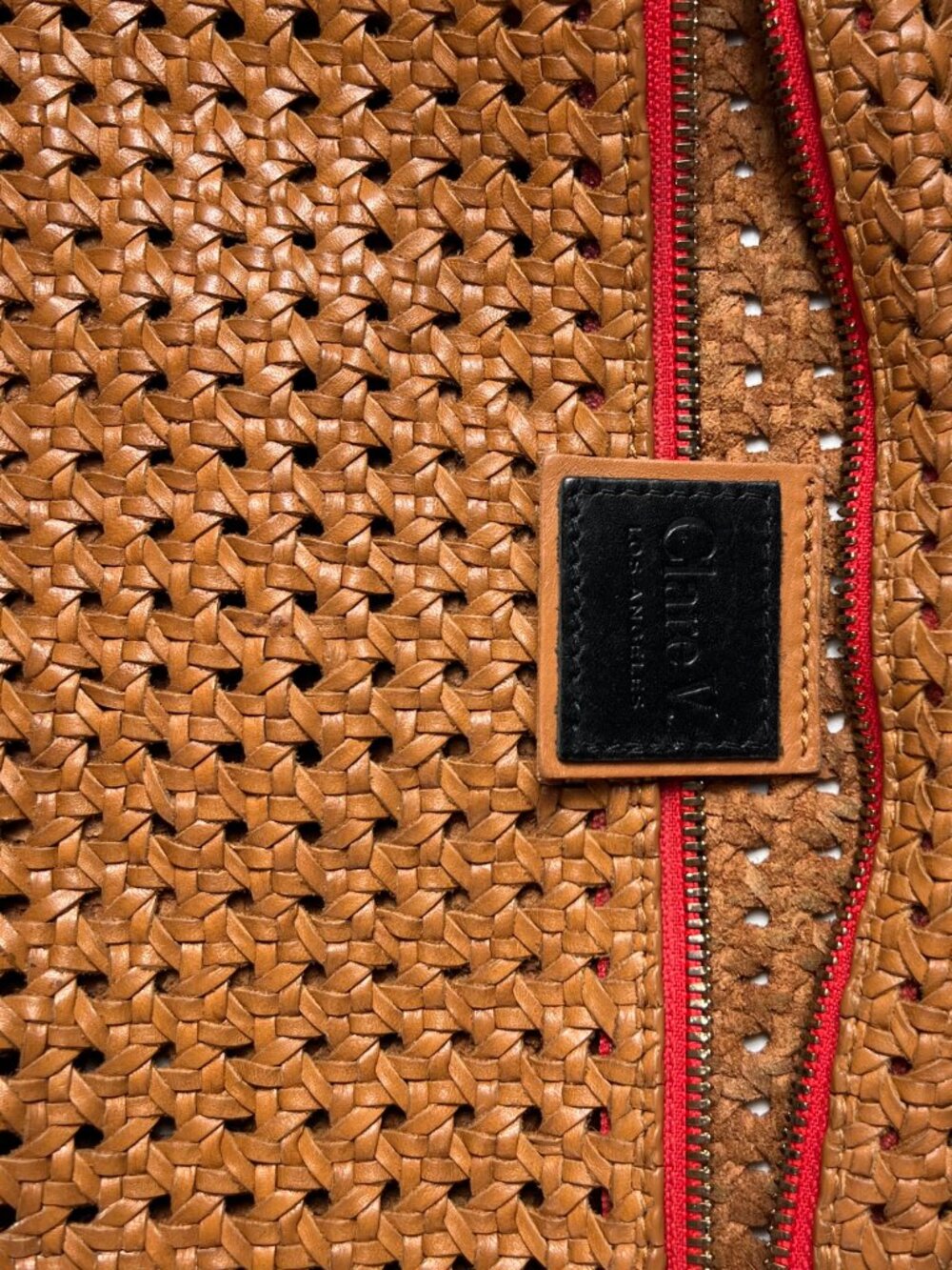 CLARE V. Grande Fanny Bag Tan Rattan Woven Leather Belt Bag Crossbody Fanny - Picture 5 of 9